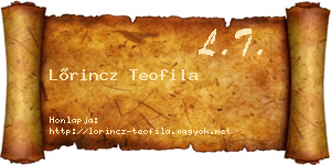 Lőrincz Teofila névjegykártya